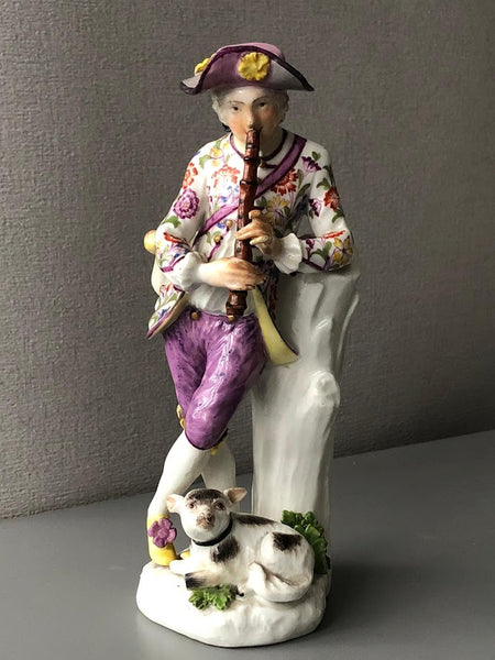 Meissen Porcelain Figure of a Shepherd Flautist, J. J. Kaendler, 1745