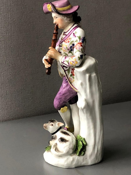 Meissen Porcelain Figure of a Shepherd Flautist, J. J. Kaendler, 1745