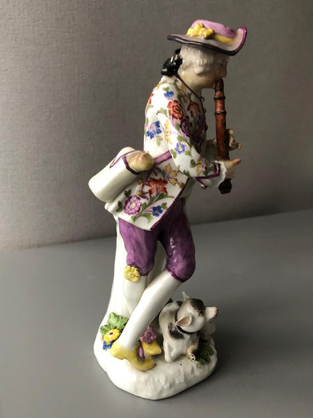 Meissen Porcelain Figure of a Shepherd Flautist, J. J. Kaendler, 1745