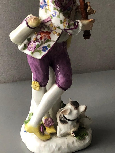 Meissen Porcelain Figure of a Shepherd Flautist, J. J. Kaendler, 1745