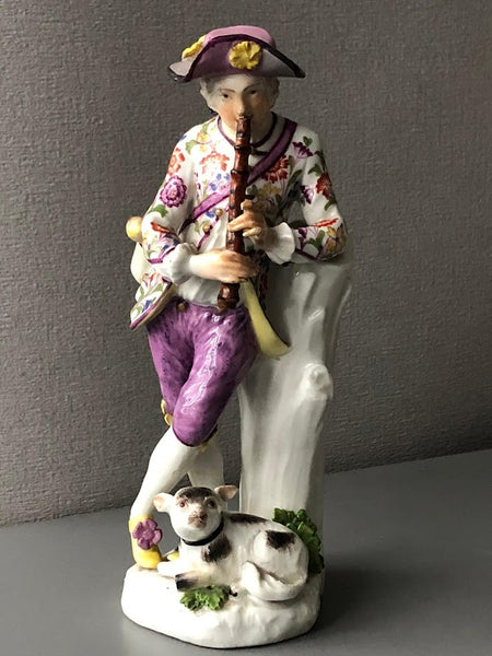 Meissen Porcelain Figure of a Shepherd Flautist, J. J. Kaendler, 1745