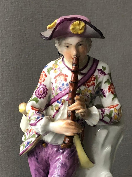 Meissen Porcelain Figure of a Shepherd Flautist, J. J. Kaendler, 1745