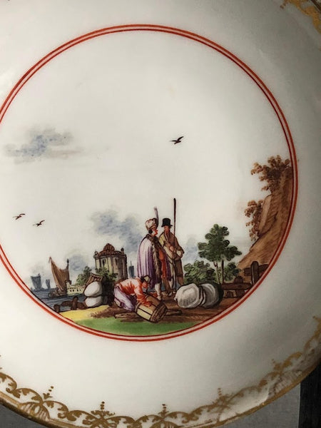 Meissen Porcelain Kauffahrtei Scene Tea Bowl & Saucer 1745