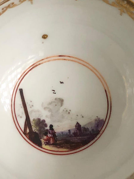 Meissen Porcelain Kauffahrtei Scene Tea Bowl & Saucer 1745