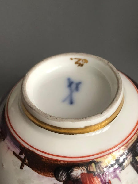 Meissen Porcelain Kauffahrtei Scene Tea Bowl & Saucer 1745