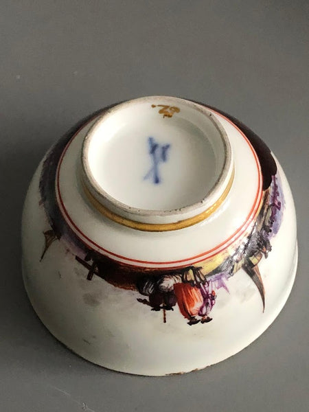 Meissen Porcelain Kauffahrtei Scene Tea Bowl & Saucer 1745