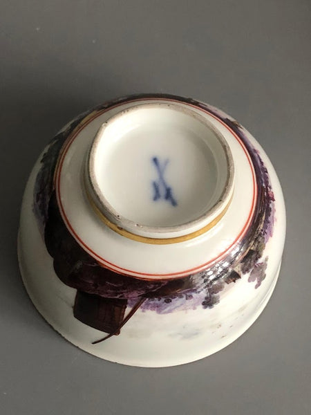 Meissen Porcelain Kauffahrtei Scene Tea Bowl & Saucer 1745