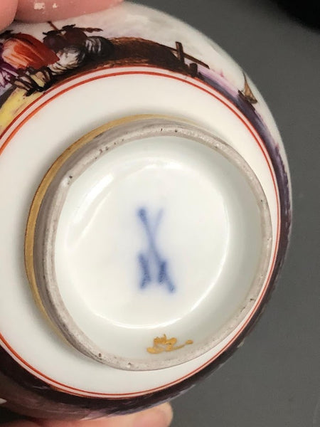 Meissen Porcelain Kauffahrtei Scene Tea Bowl & Saucer 1745