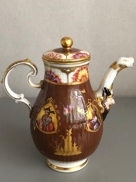 KPM Berlin Chocolate Pot  with Chinoiserie Scenes 18th C