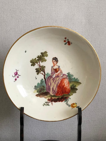 Frankenthal Porcelain Saucer with a Seated Woman 1775