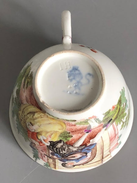 Frankenthal Porcelain, Tea Cup with Musicians 1759, Rearing Lion Mark