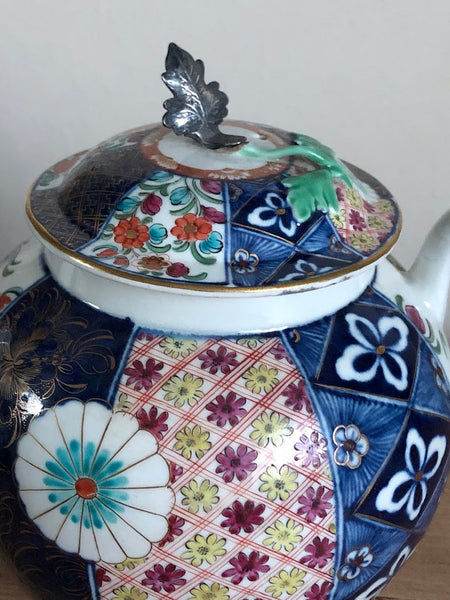 First Period Worcester Old Mosaic Pattern Teapot c1775