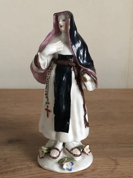 Bow Porcelain Figure of a Standing Nun (1), Circa 1755
