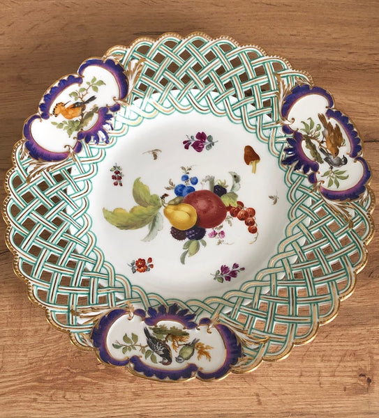 Meissen Porcelain Marcolini Reticulated Plate with Fruit & Birds 1774-1814