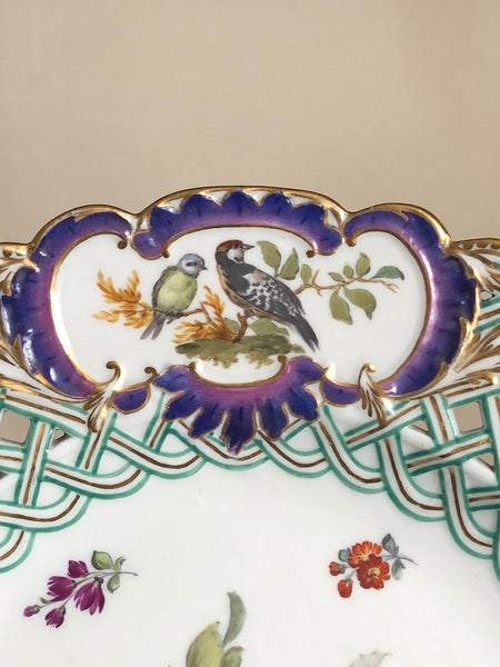 Meissen Porcelain Marcolini Reticulated Plate with Fruit & Birds 1774-1814