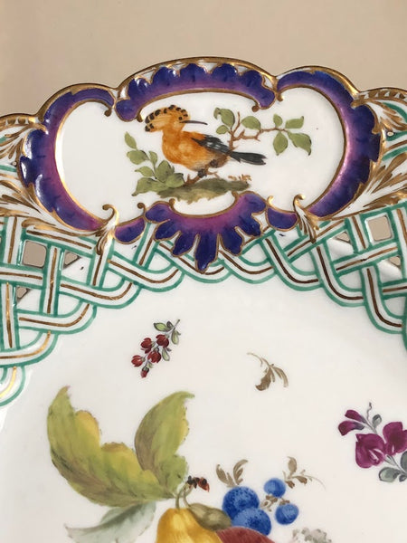 Meissen Porcelain Marcolini Reticulated Plate with Fruit & Birds 1774-1814