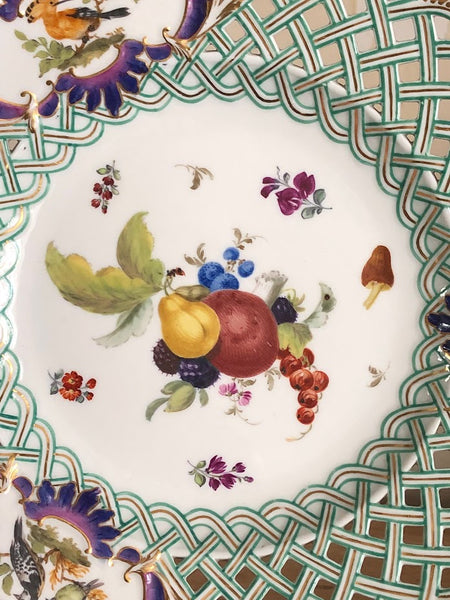 Meissen Porcelain Marcolini Reticulated Plate with Fruit & Birds 1774-1814