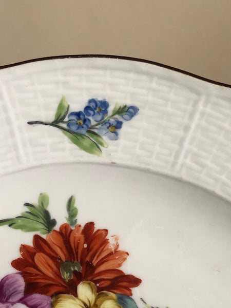 Meissen Marcolini Ozier Moulded Floral Dinner Plate 1774-1814