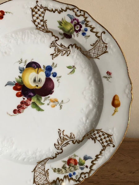 Meissen Floral Moulded Dinner Plate From the Academic or Dot Period 1756-1773 #1