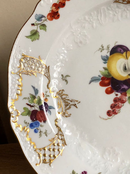 Meissen Floral Moulded Dinner Plate From the Academic or Dot Period 1756-1773 #1