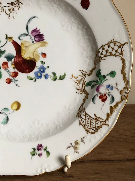 Meissen Floral Moulded Dinner Plate From the Academic or Dot Period 1756-1773 #2