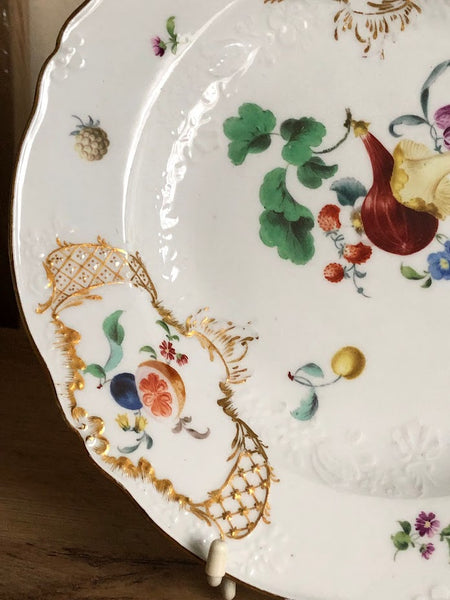 Meissen Floral Moulded Dinner Plate From the Academic or Dot Period 1756-1773 #2