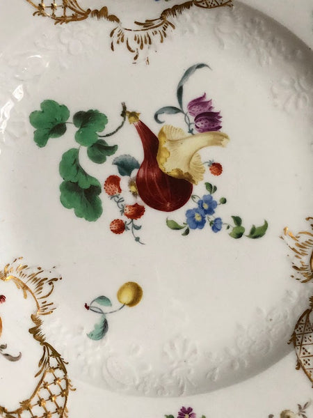 Meissen Floral Moulded Dinner Plate From the Academic or Dot Period 1756-1773 #2