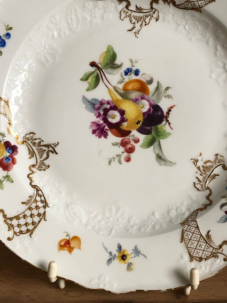 Meissen Floral Moulded Dinner Plate From the Academic or Dot Period 1756-1773 #3