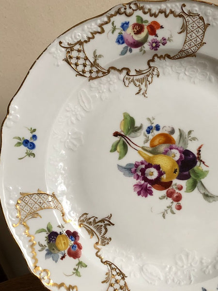 Meissen Floral Moulded Dinner Plate From the Academic or Dot Period 1756-1773 #3