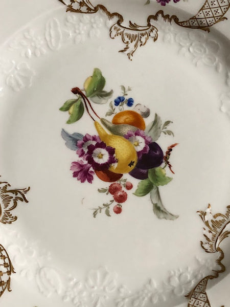 Meissen Floral Moulded Dinner Plate From the Academic or Dot Period 1756-1773 #3