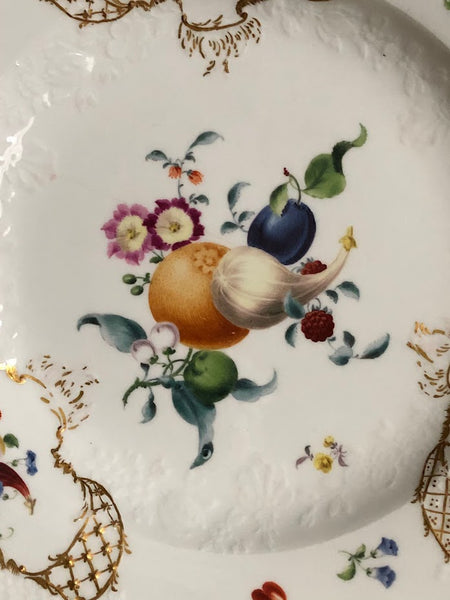 Meissen Floral Moulded Dinner Plate From the Academic or Dot Period 1756-1773 #4