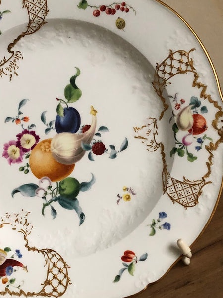 Meissen Floral Moulded Dinner Plate From the Academic or Dot Period 1756-1773 #4