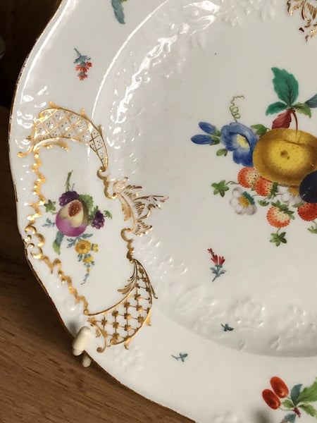 Meissen Floral Moulded Dinner Plate From the Academic or Dot Period 1756-1773 #5