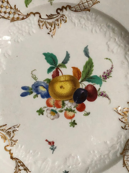 Meissen Floral Moulded Dinner Plate From the Academic or Dot Period 1756-1773 #5