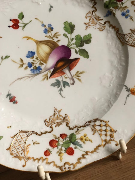 Meissen Floral Moulded Dinner Plate From the Academic or Dot Period 1756-1773 #6