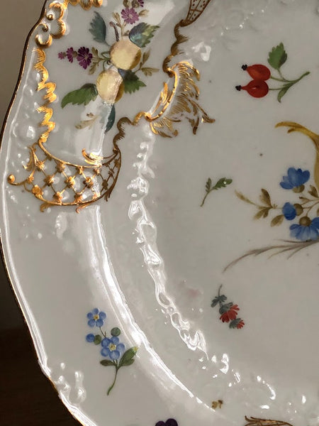 Meissen Floral Moulded Dinner Plate From the Academic or Dot Period 1756-1773 #6