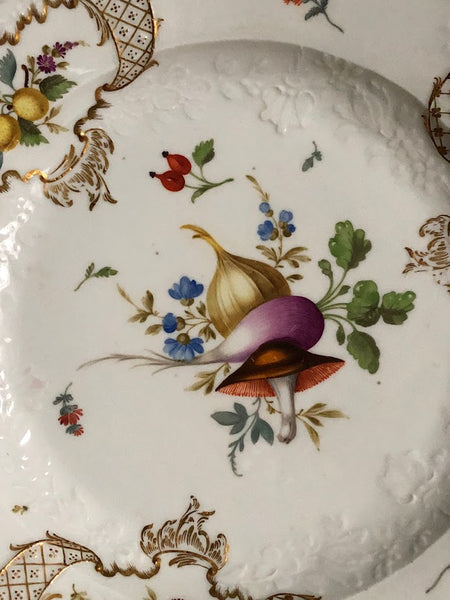 Meissen Floral Moulded Dinner Plate From the Academic or Dot Period 1756-1773 #6