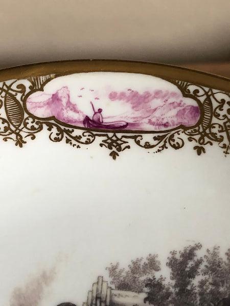 Meissen Porcelain Watteau Shallow Dish or Stand with Klinger Flowers & Bugs Circa 1745