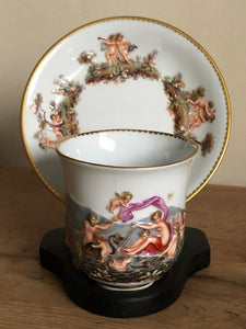 Meissen Porcelain Capodimonte Style Beaker & Saucer 19th C