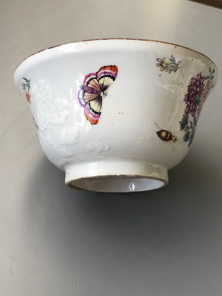 Chinese Export Porcelain Sugar Bowl with Bugs &amp; Flowers 18th C