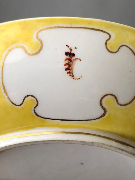 Nymphenburg Porcelain Scenic Yellow Ground Saucer with Bugs 1760-70