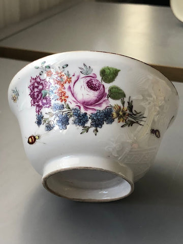 Chinese Export Porcelain Sugar Bowl with Bugs &amp; Flowers 18th C