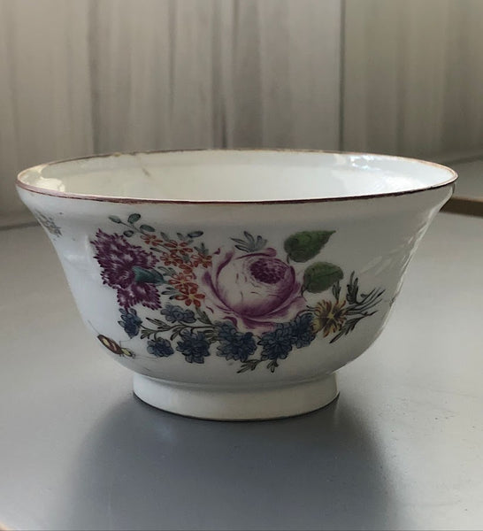 Chinese Export Porcelain Sugar Bowl with Bugs &amp; Flowers 18th C