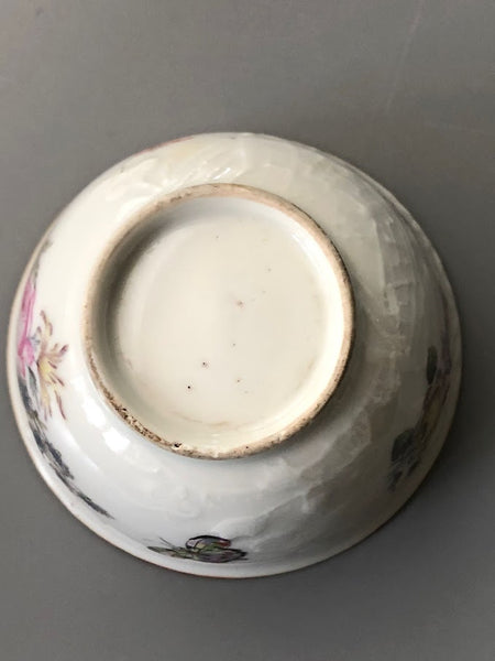 Chinese Export Porcelain Tea Bowl &amp; Saucer with Bugs &amp; Flowers 18th C James Giles