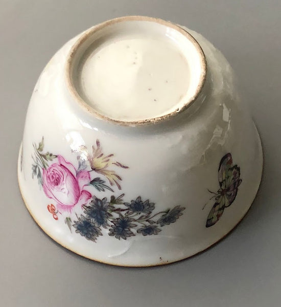 Chinese Export Porcelain Tea Bowl &amp; Saucer with Bugs &amp; Flowers 18th C James Giles