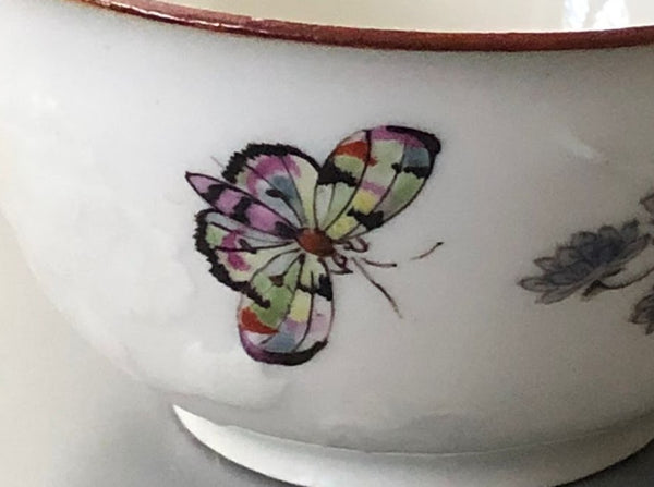 Chinese Export Porcelain Tea Bowl &amp; Saucer with Bugs &amp; Flowers 18th C James Giles