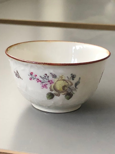 Chinese Export Porcelain Tea Bowl &amp; Saucer with Bugs &amp; Flowers 18th C James Giles