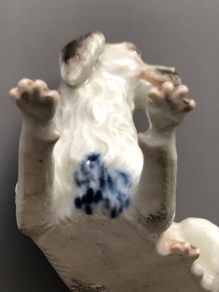 Frankenthal Porcelain Figurine of a Dog, Very Rare, Rearing Lion Mark 1759-1762