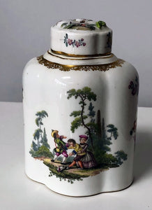 Meissen Porcelain Tea Caddy with Children Playing 1750