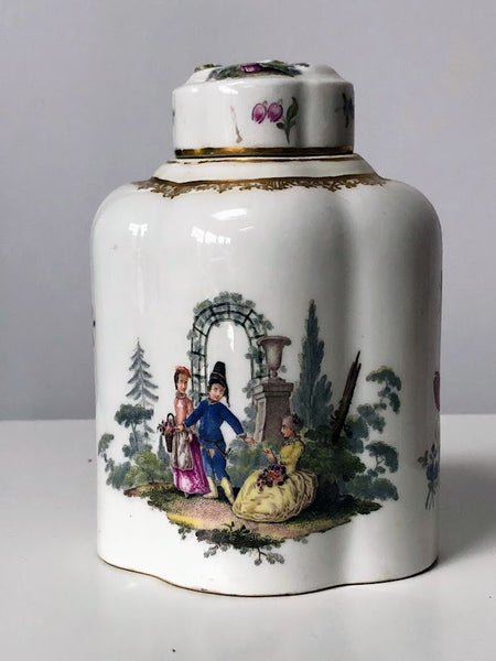 Meissen Porcelain Tea Caddy with Children Playing 1750